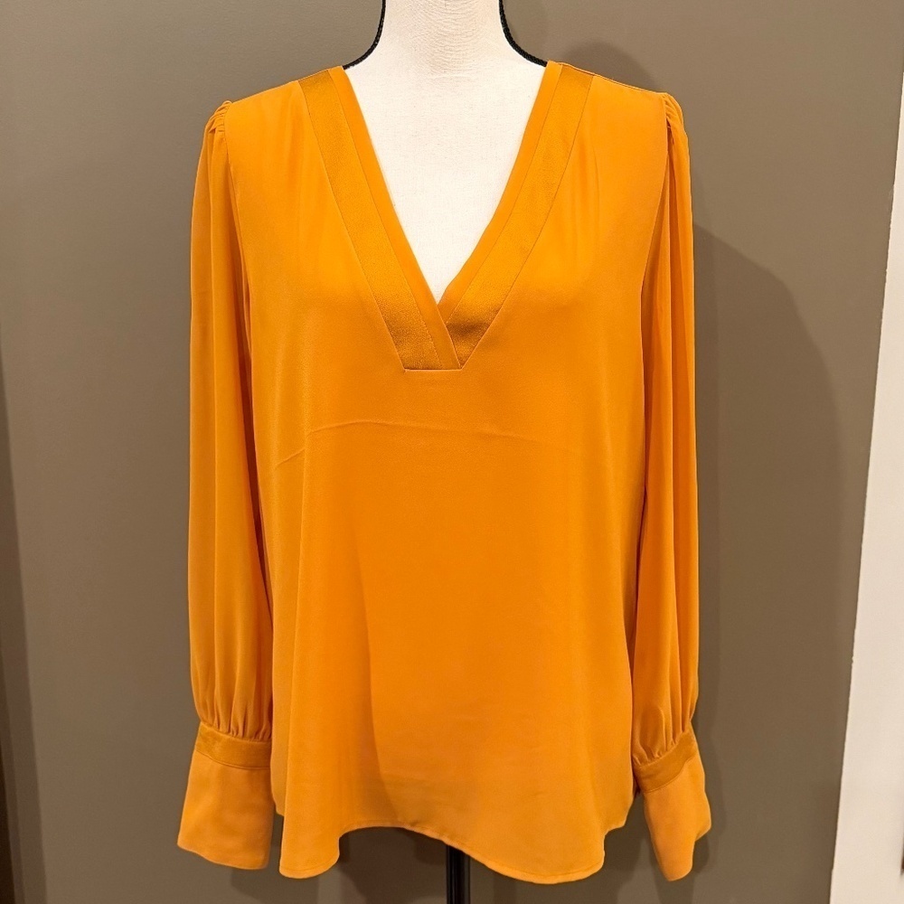 Express Women's Yellow Gold V-neck, long sleeve, Size Large